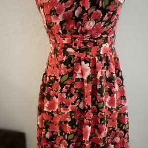 Reds & Complementary Greens, Shoulder Strap, Smocking, 3-D Roses in Bodice. REMY